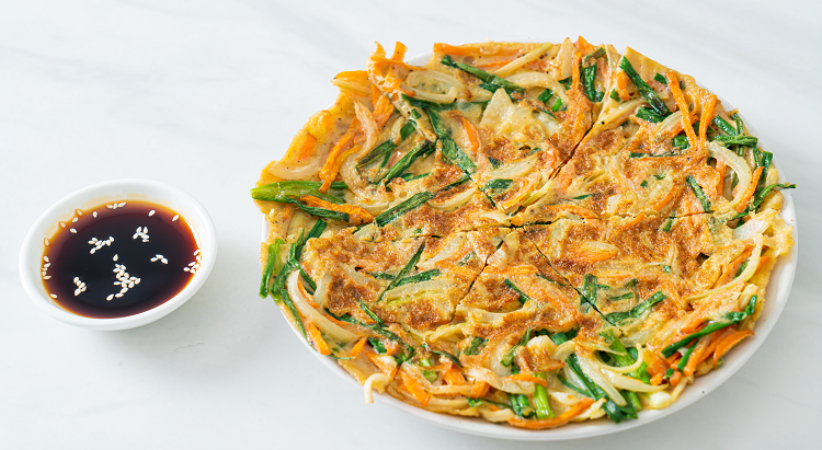 Vegan Yachaejeon (Korean Vegetable Pancakes) - The Foodie Takes Flight
